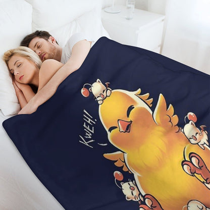 Funny Fat Chocobo - Big Power - Final Fantasy Summon Creature Throw Blanket