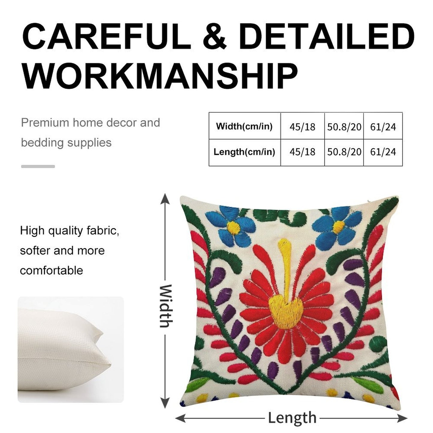 Mexican Flowers Linen Throw Pillow Cover