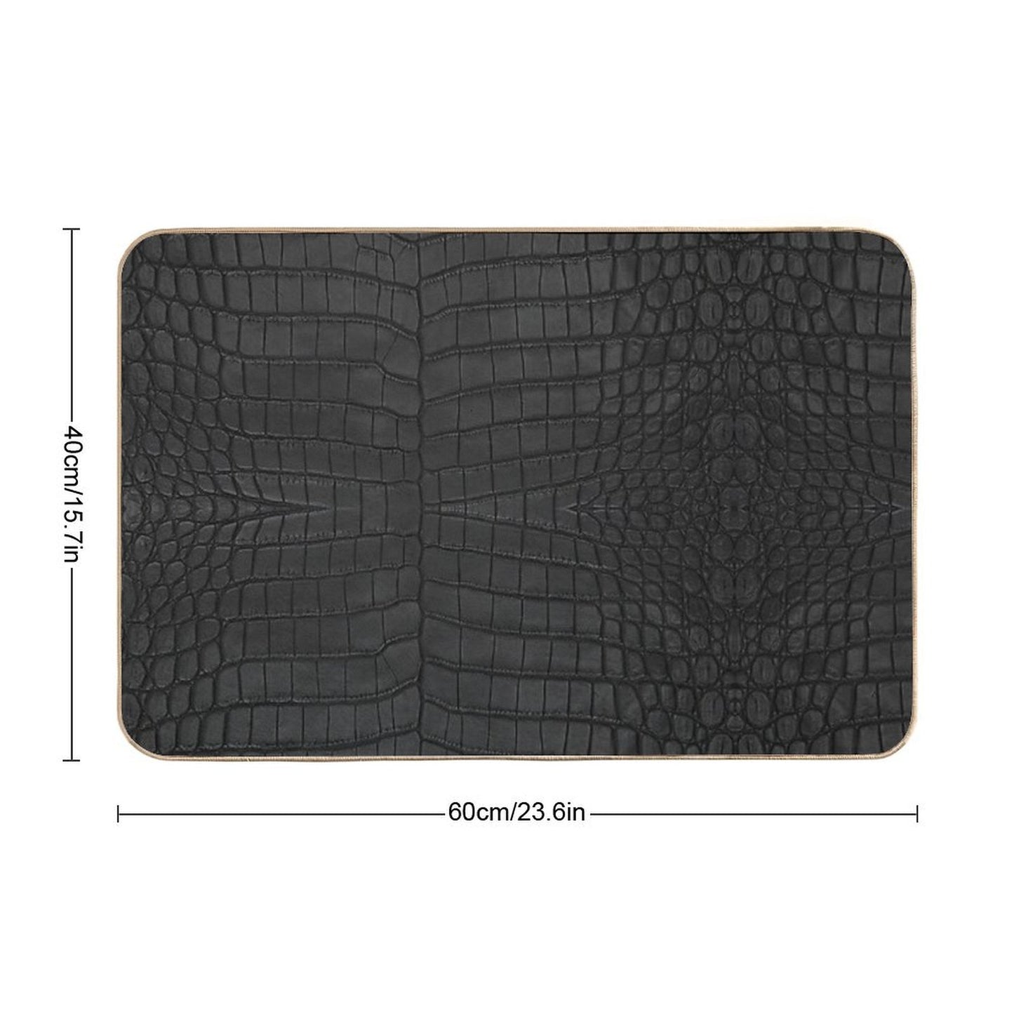 Black Crocodile Leather Print Bath Mat