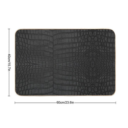 Black Crocodile Leather Print Bath Mat