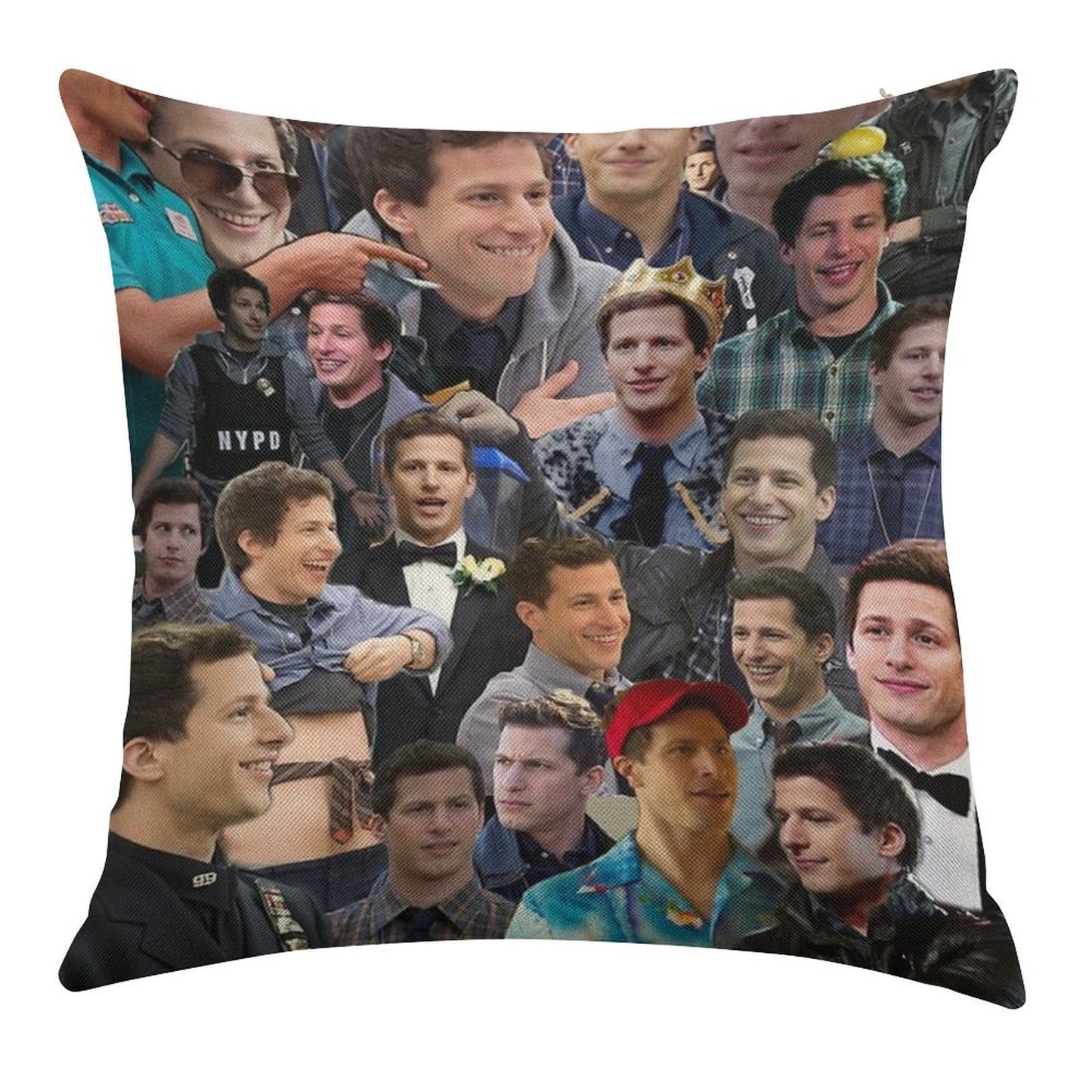 Jake Peralta Collage Linen Throw Pillow Cover