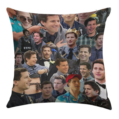Jake Peralta Collage Linen Throw Pillow Cover