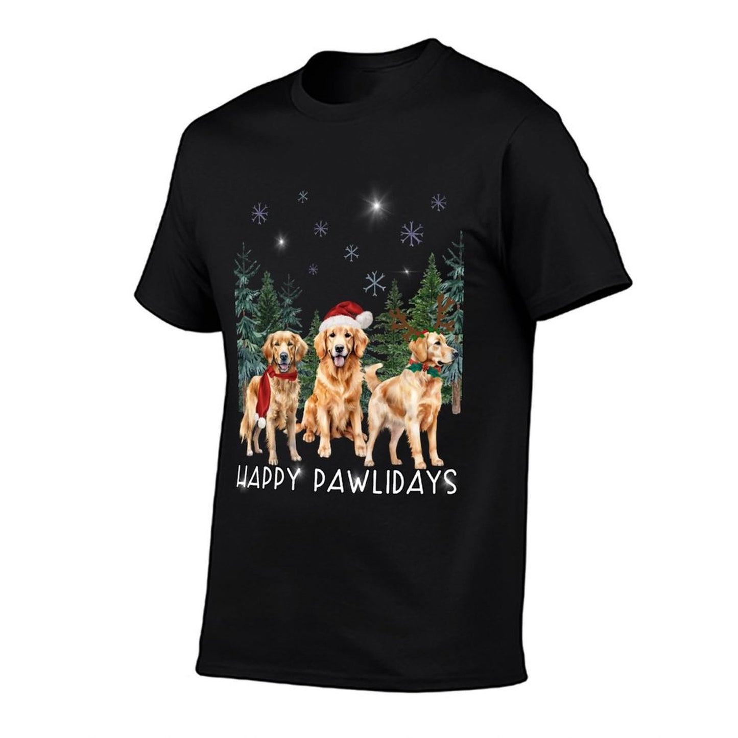 Golden Trio Retriever Dogs Christmas Happy Pawlidays  Versatile T-Shirt