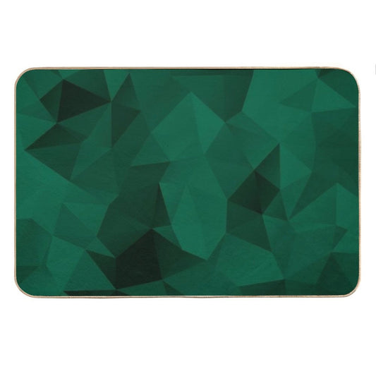 Polygonal Emerald Green Geometric Pattern Bath Mat