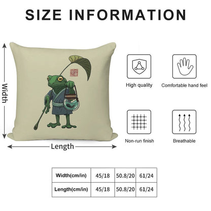 A Frog And His Son Soft Short Plush Fabric Throw Pillow