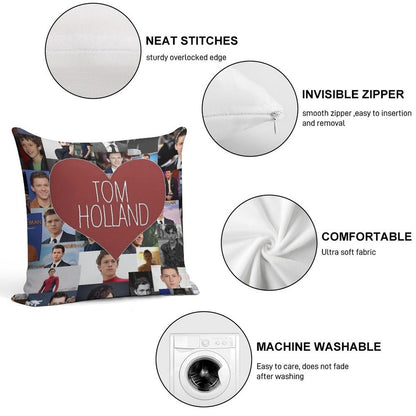 Tom Holland Blanketstickers Soft Short Plush Fabric Throw Pillow