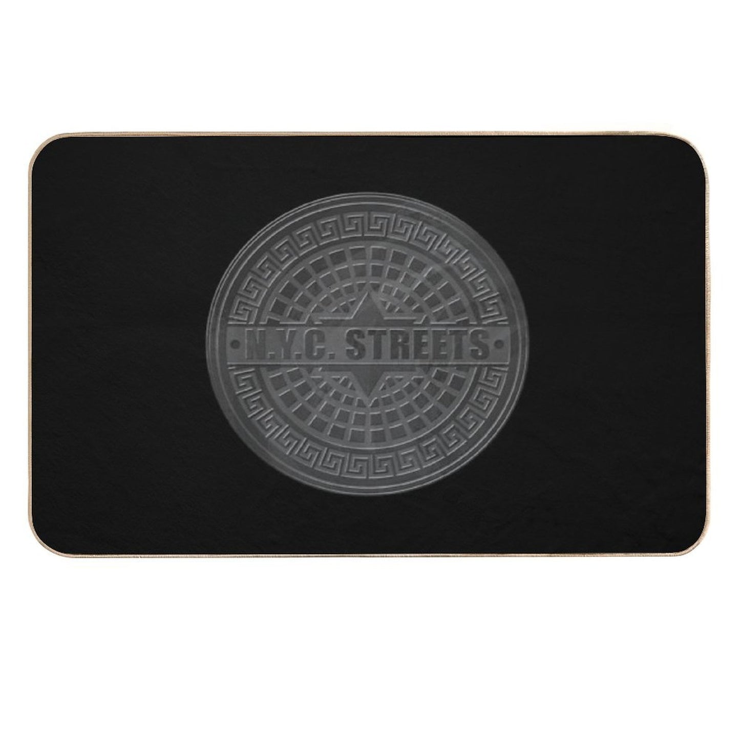 Manhole Covers NYC Black Durable Bath Mat