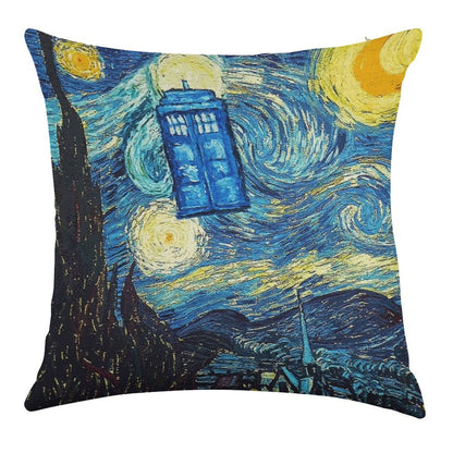 Starry Night Linen Throw Pillow Cover