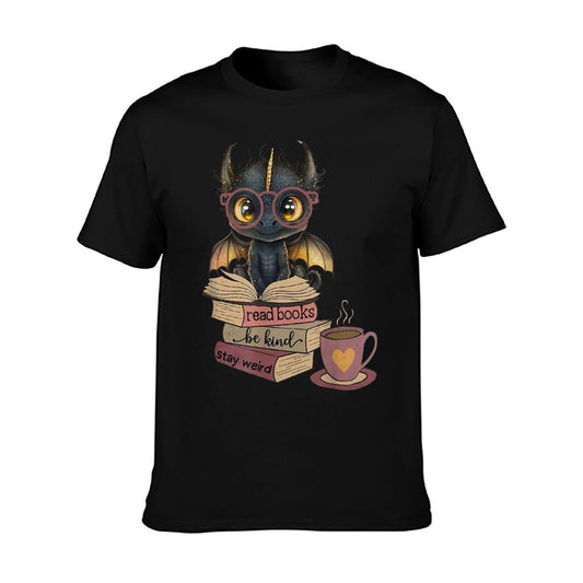 Funny Dragon Read Books Be Kind Stay Weird Book Lover T-Shirt