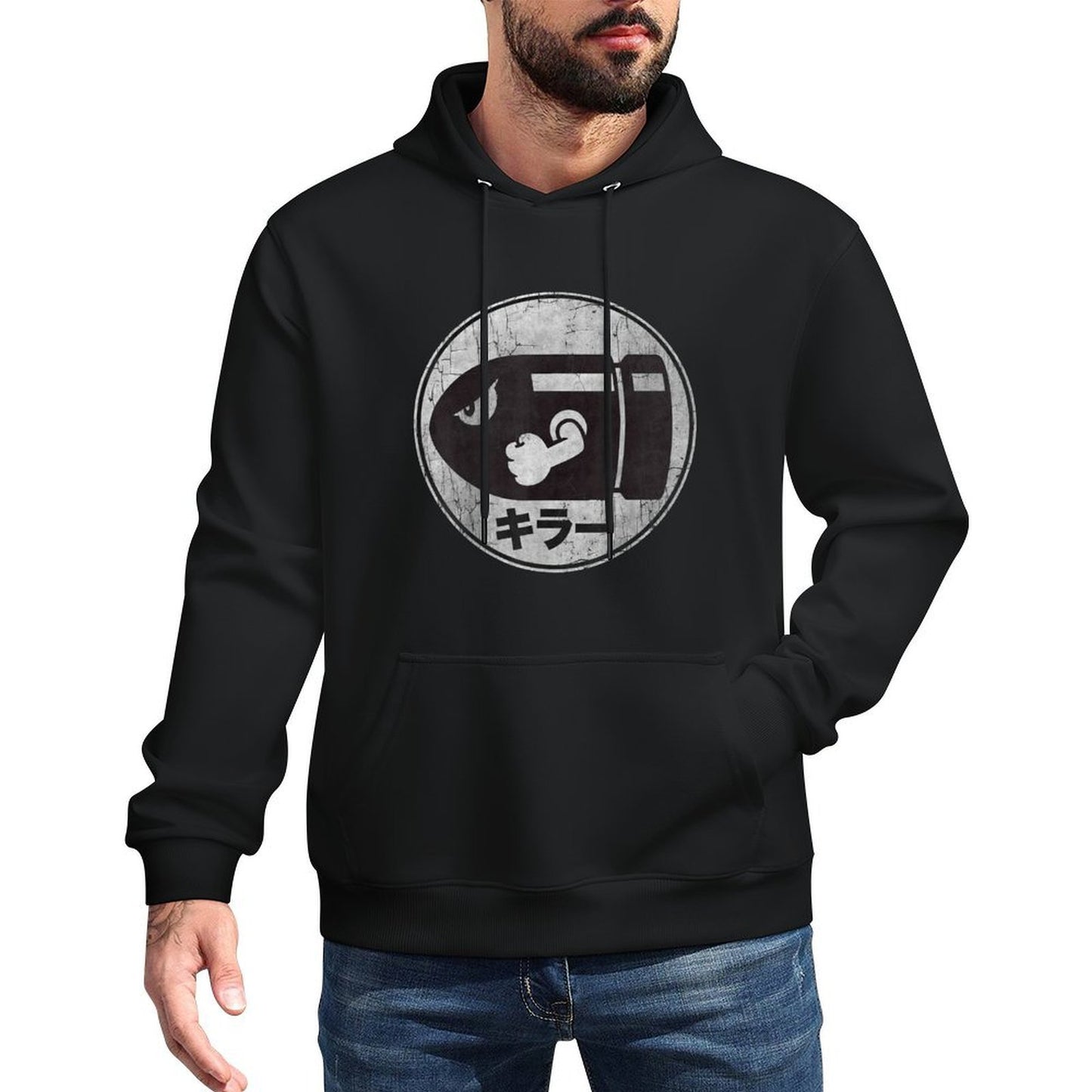 Super Mario Bullet Bill Distressed Kanji Logo Moisture-Wicking Hoodie