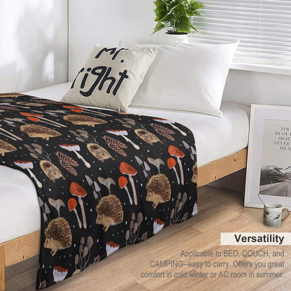 Hedgehogs And Mushrooms Throw Blanket