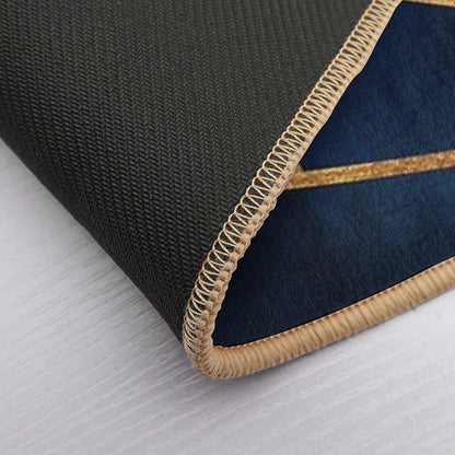Navy Gold Stone Geometric Bath Mat
