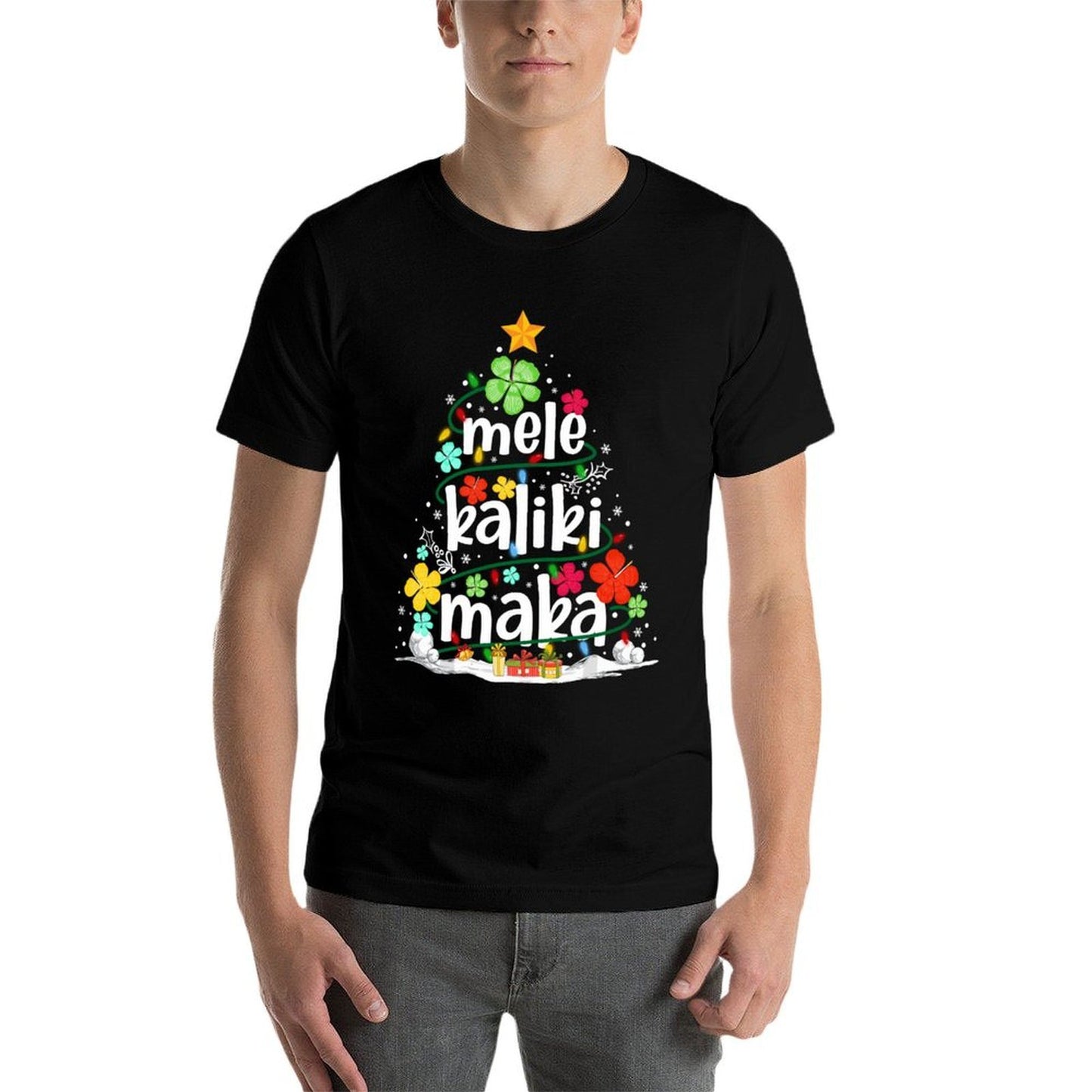 Mele Kalikimaka Tropical Christmas Hawaiian Santa Xmas Tree  Breathable T-Shirt