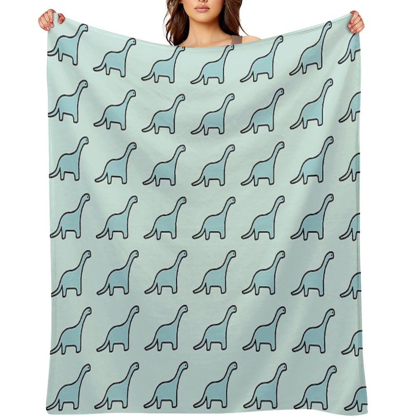 Brontosaurus Apatosaurus Brachiosaurus Blue Dinosaur Throw Blanket