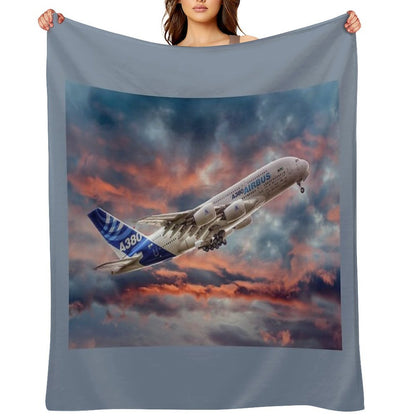 Airbus A380 - Sunset Throw Blanket