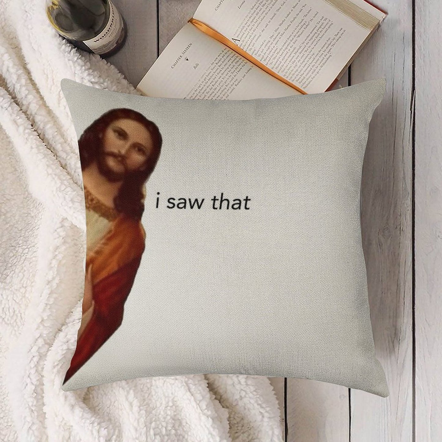 Jesus I Saw That Linen Throw Pillow Cover