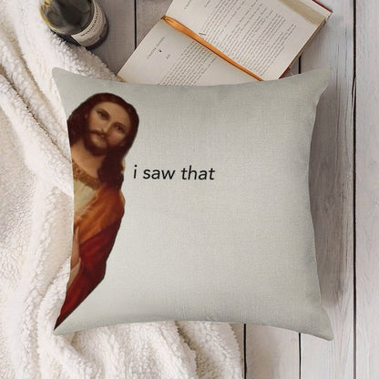 Jesus I Saw That Linen Throw Pillow Cover