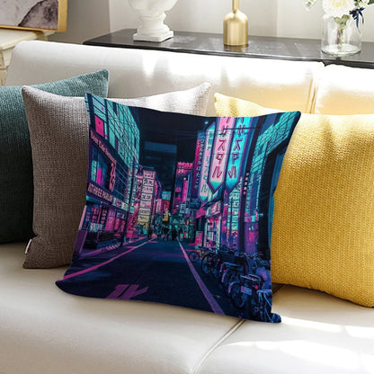 Tokyo - A Neon Wonderland Soft Anti-Pilling Throw Pillow