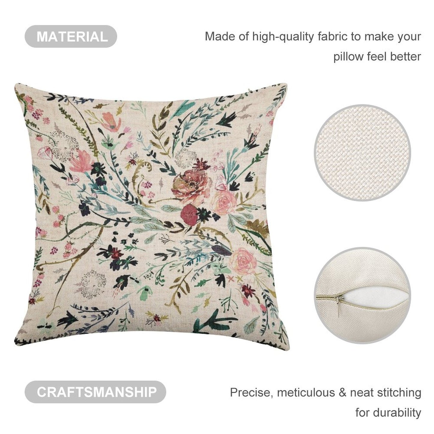 Fable Floral Linen Throw Pillow Cover