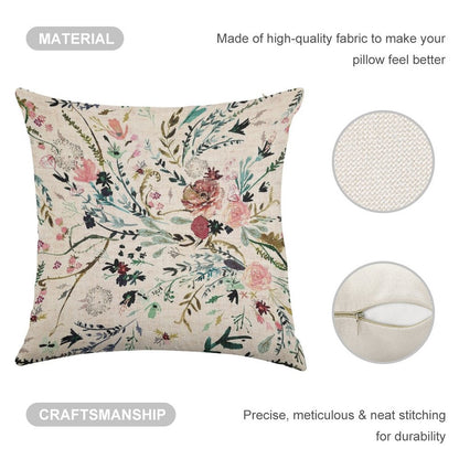 Fable Floral Linen Throw Pillow Cover