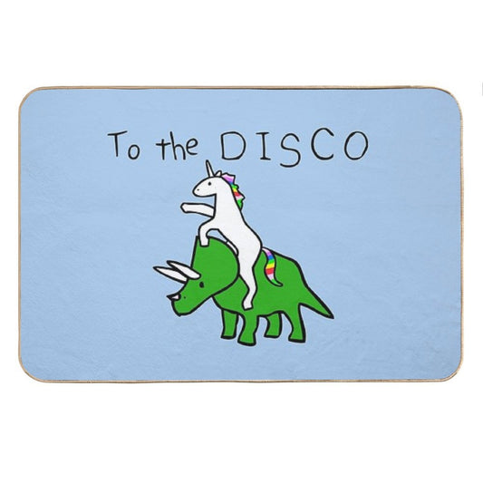 To The Disco (Unicorn Riding Triceratops) Bath Mat