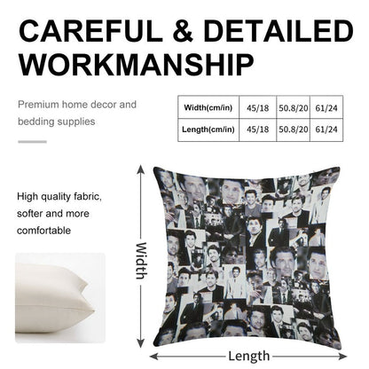 Patrick Dempsey Collage Linen Throw Pillow Cover