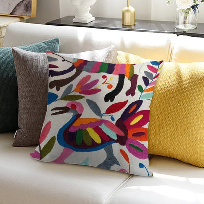 Mexican Otomi Embroidery Soft Washable Throw Pillow