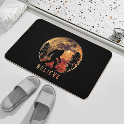 Bigfoot Sasquatch Full Moon Silhouette Believe  Dirt-Trapping Bath Mat