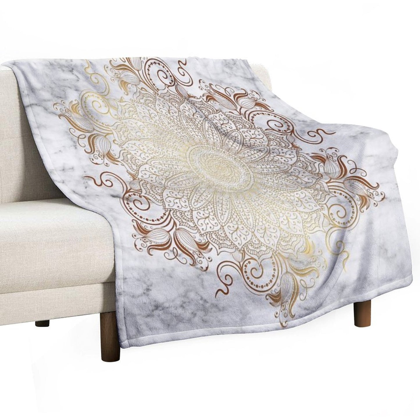 Mandala - Marble Gold Throw Blanket