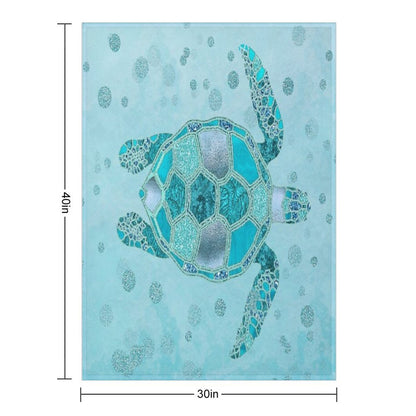 Glamour Aqua Turquoise Turtle Underwater Scenery Throw Blanket
