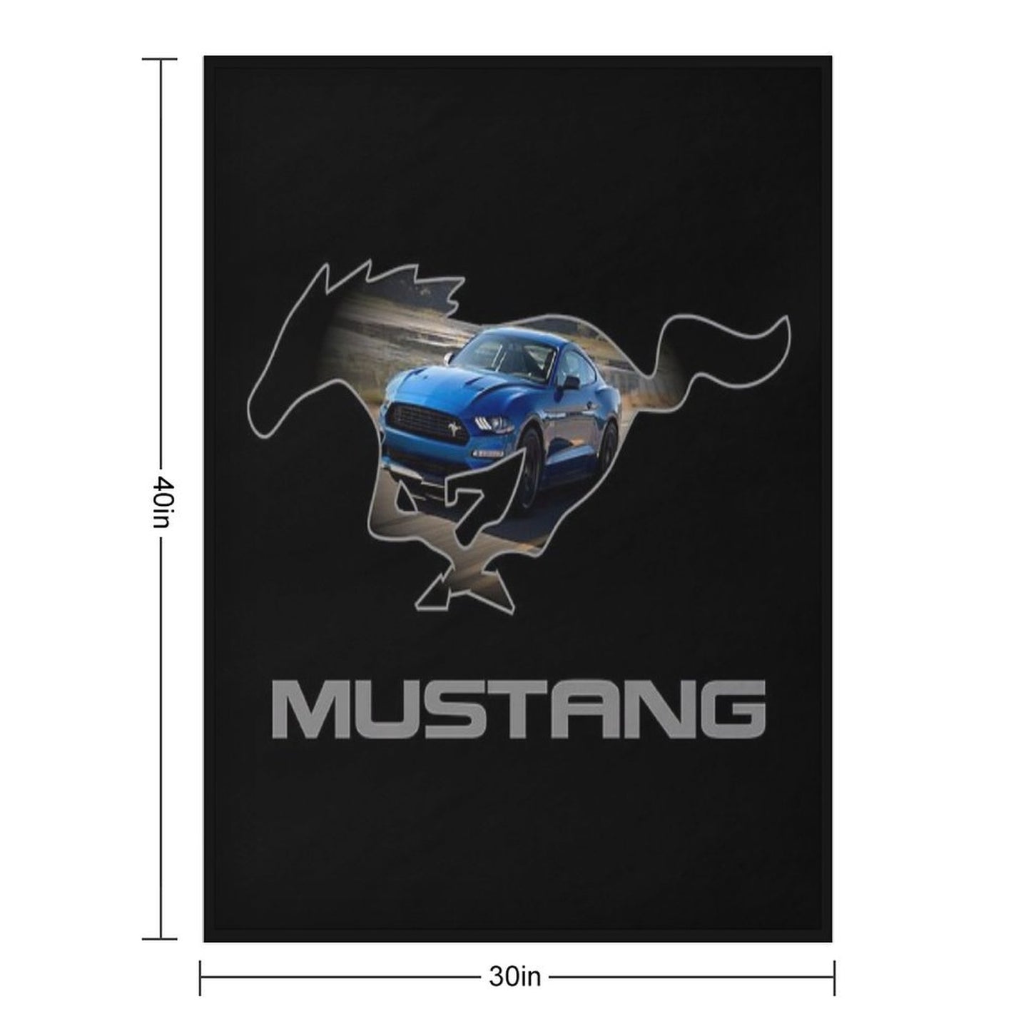 Ford Mustang GT Logo Emblem Design (Blue on Black) Throw Blanket