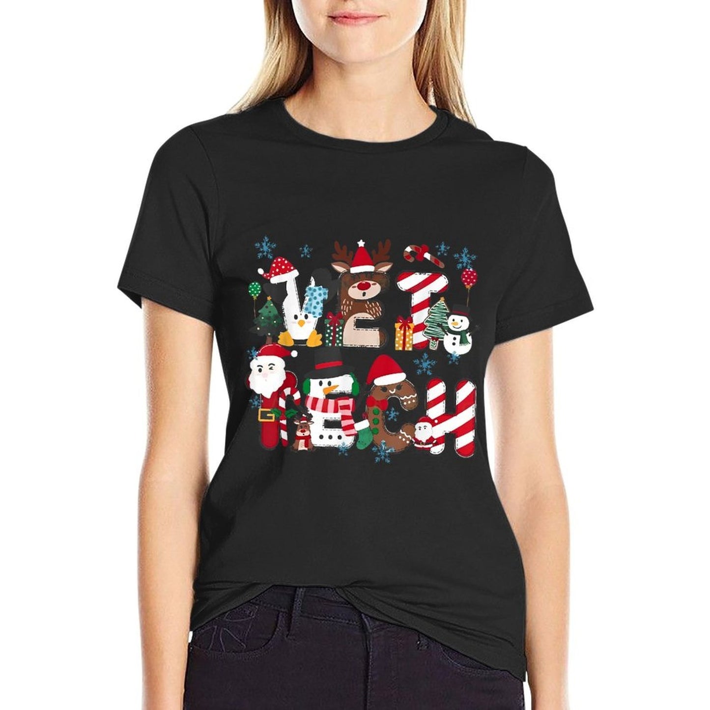 Vet Tech Christmas Veterinary Tech Medicine Veterinarian  High-quality Stitching T-Shirt