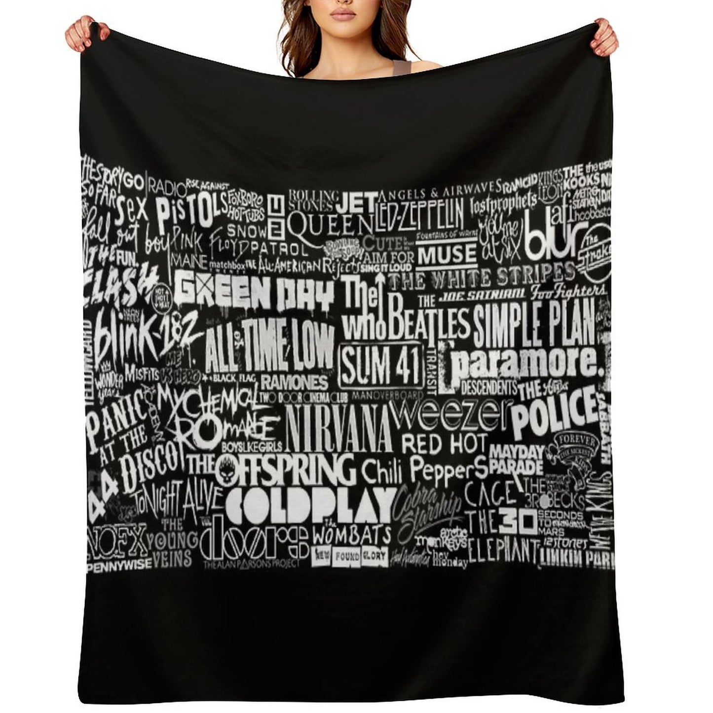Band Name Collage Throw Blanket