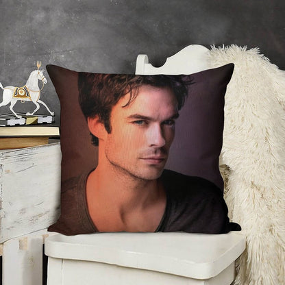 Ian Somerhalder Linen Throw Pillow Cover