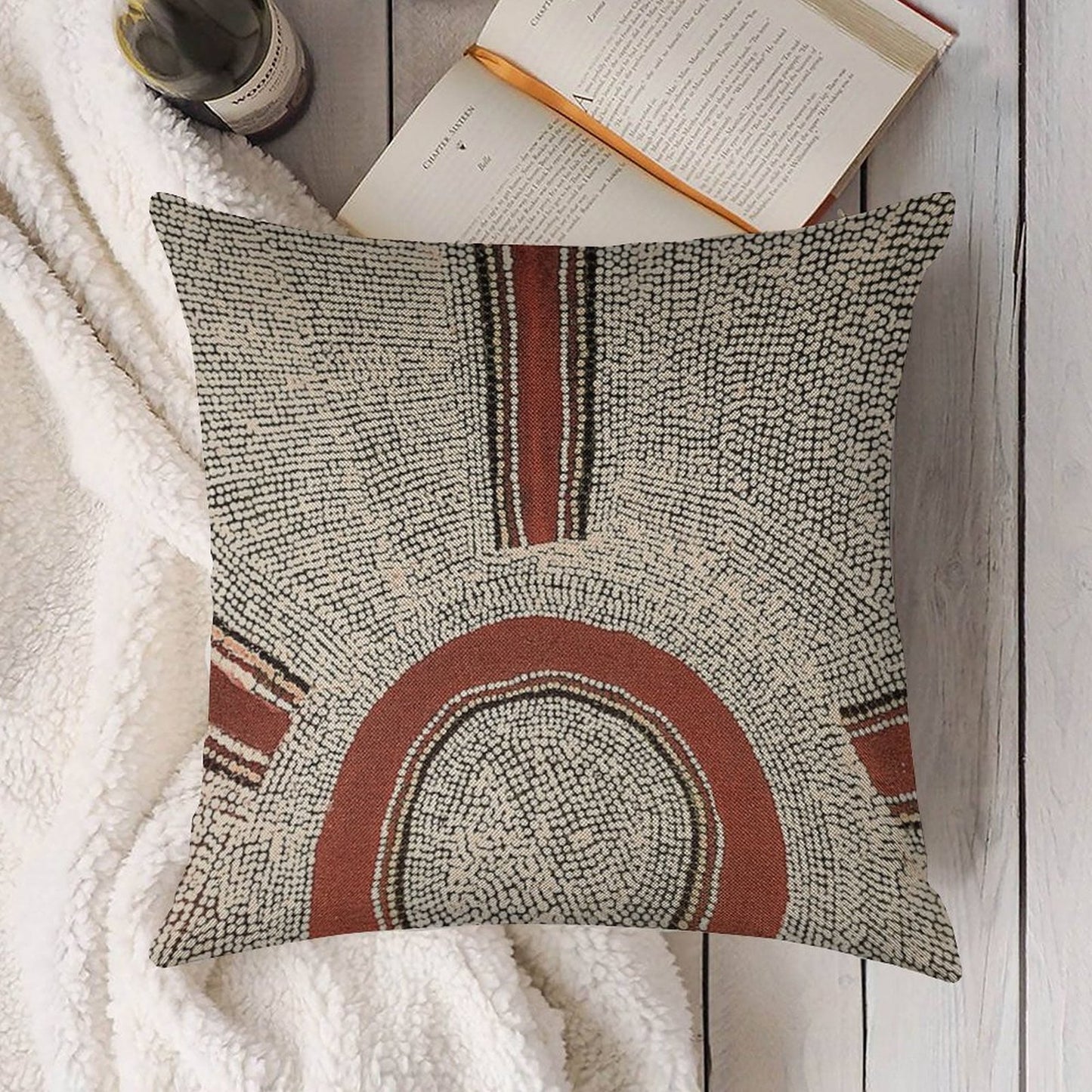 Awesome Aboriginal Dot Art Linen Throw Pillow Cover