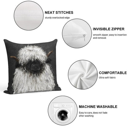 Bo Sheep. Valais Blacknose Sheep. Soft Fade-Resistant Throw Pillow