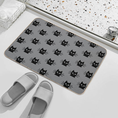Black Cat Face Bath Mat
