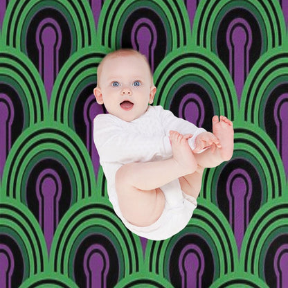 Geometric Pattern Keyhole Arch PurpleGreen Throw Blanket