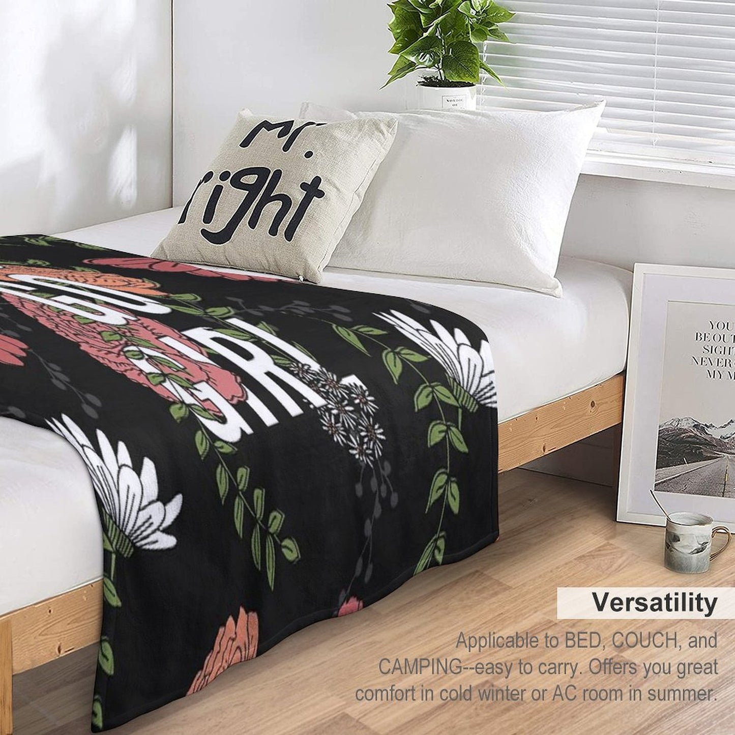 You Go Girl with Florals Throw Blanket