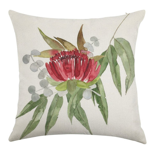 Australian Native Bush Watercolour Linen Throw Pillow Cover
