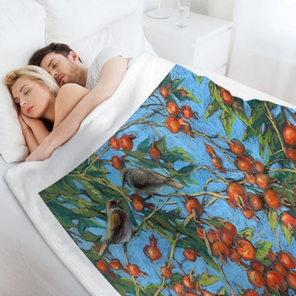 Sparrow Among In A Dog Rose Bush Throw Blanket