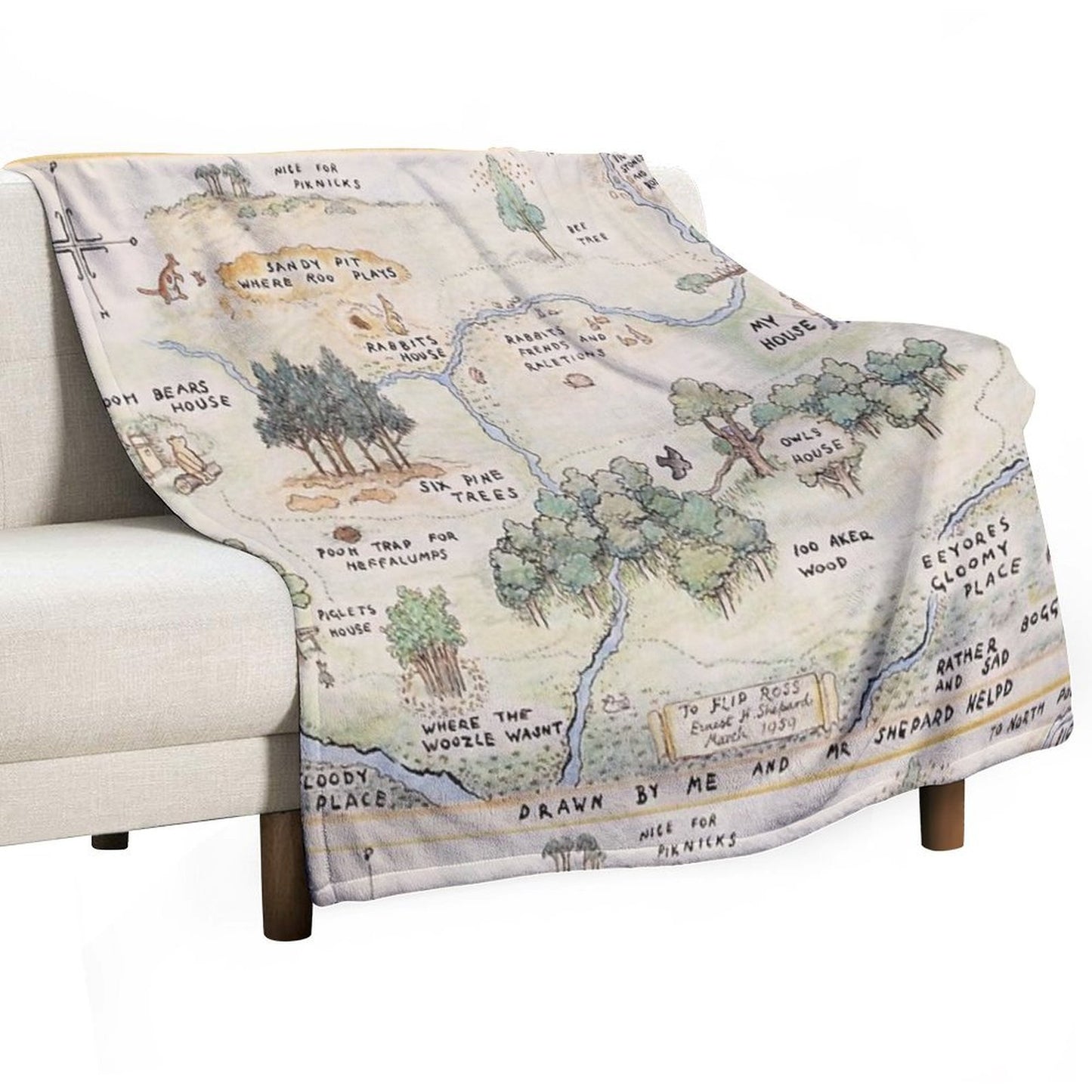 Hundred Acre Wood Map Throw Blanket