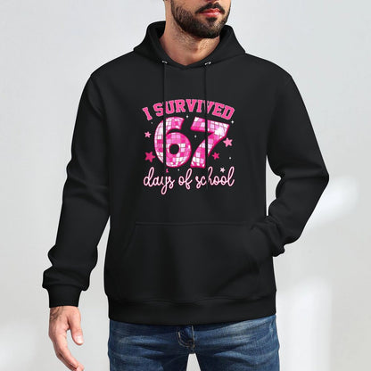 Retro I Survived 67 Days of School Funny 67 Teacher Students Colorfast Hoodie