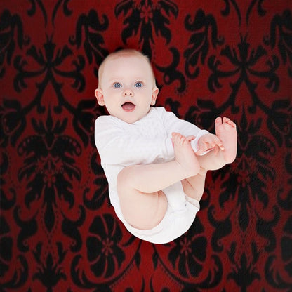 Dark Red And Black Damask Pattern Throw Blanket