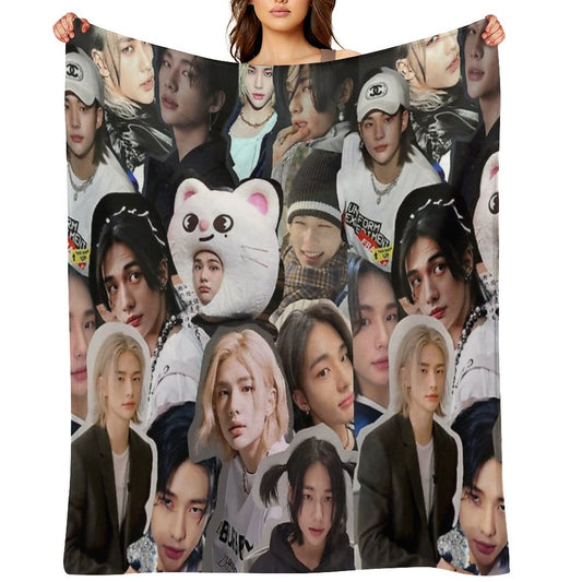 Hyunjin Collage Throw Blanket