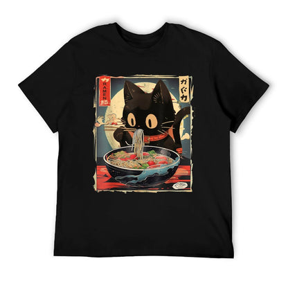 Cat Ramen Manga Anime for Kids Boys Girlsns Kawaii Cat Eating Ramen Noodles Anime Gift Girlsns T-Shirt