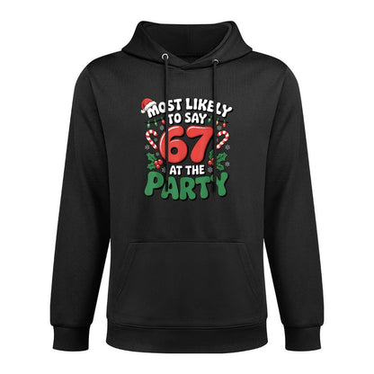 Brainrot Funny Xmas 67 Meme Christmas Most Likely to Say 67 Machine Washable Hoodie