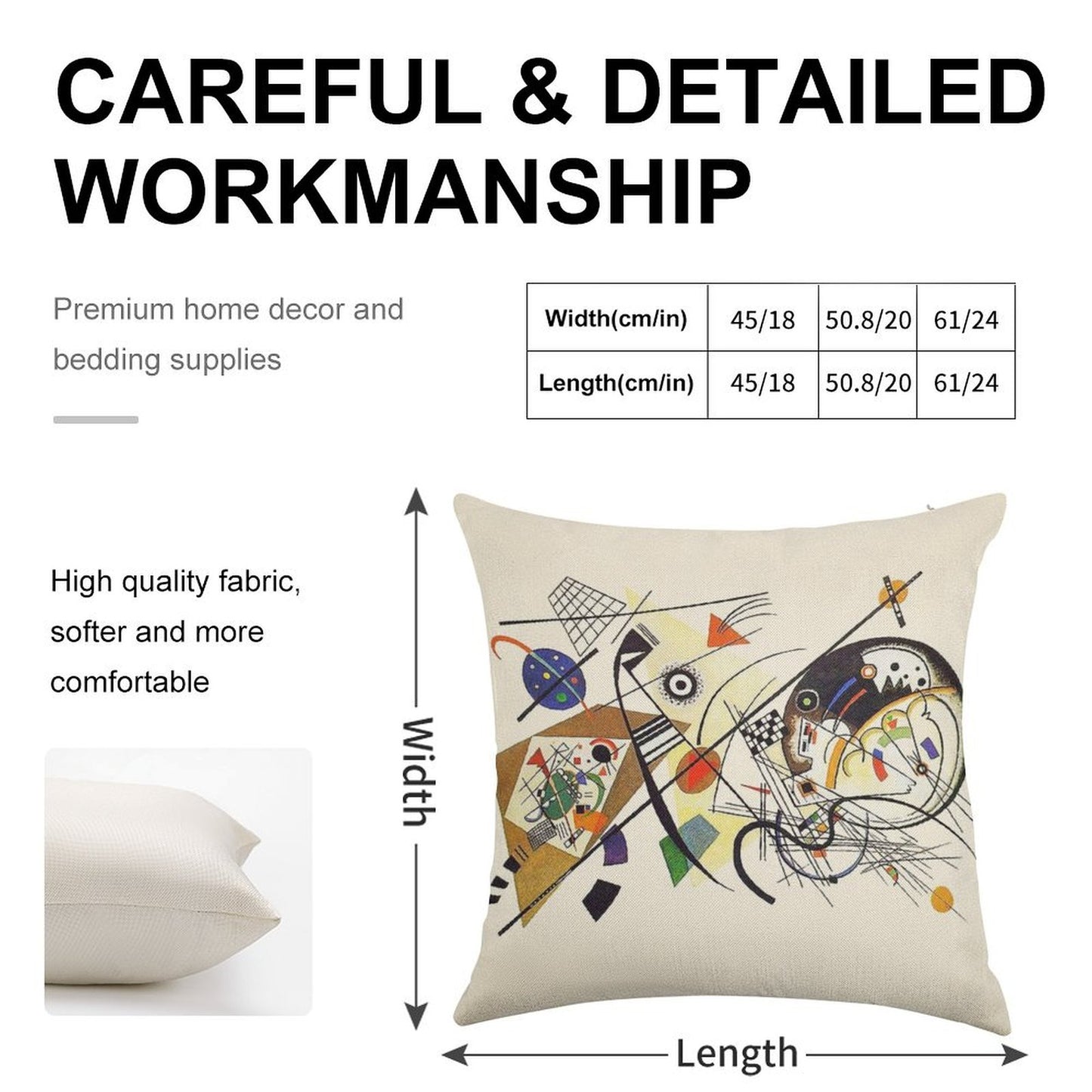 HD. Transverse Lines (1923), by Wassily Kandinsky Linen Throw Pillow Cover