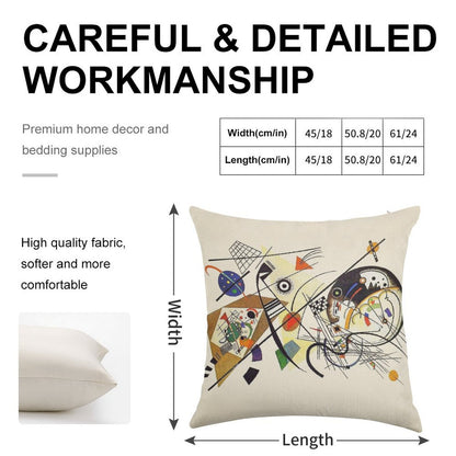HD. Transverse Lines (1923), by Wassily Kandinsky Linen Throw Pillow Cover