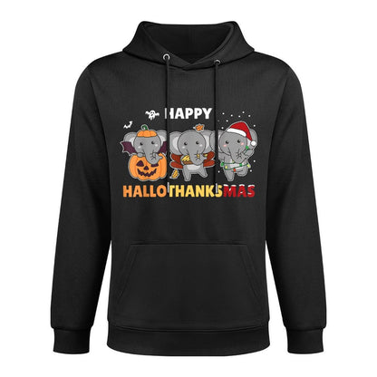 Elephant Christmas Halloween Costume Happy Hallothanksmas Machine Washable Hoodie